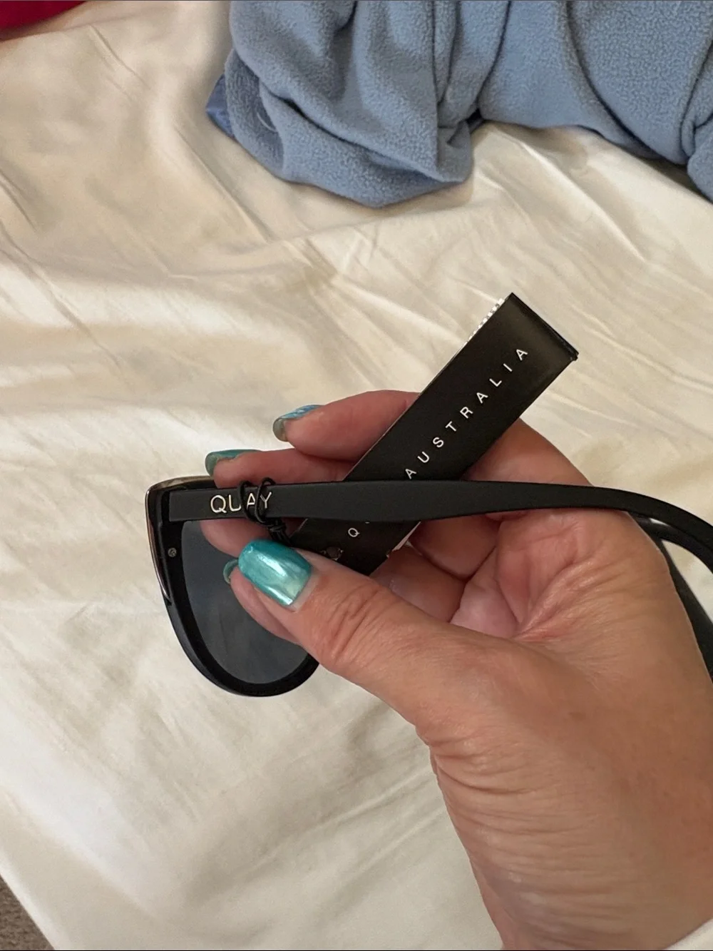 Quay Australia Black Cat-Eye Sunglasses with Silver Trim